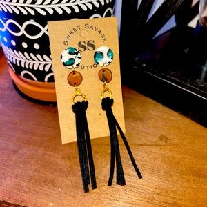 SSB Handmade Leopard & Tassel Earrings